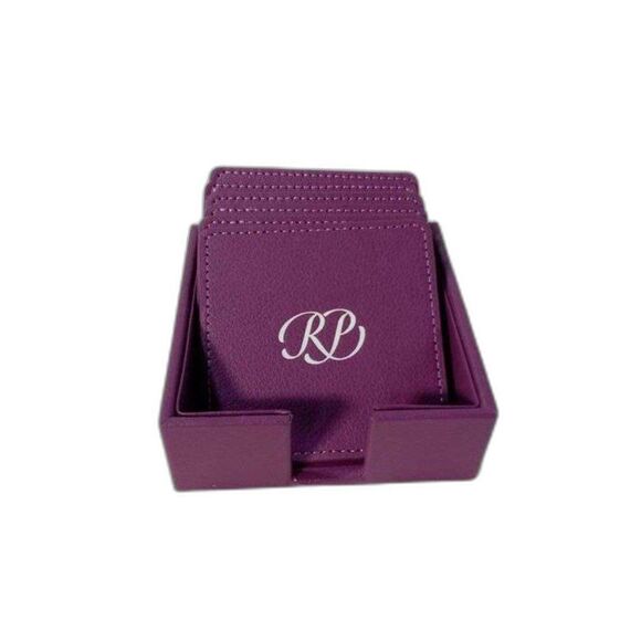 Russian Pointe (RP) Coaster Set - Purple Coaster Gift Set - 6 Leather Coasters - Picture 5 of 6